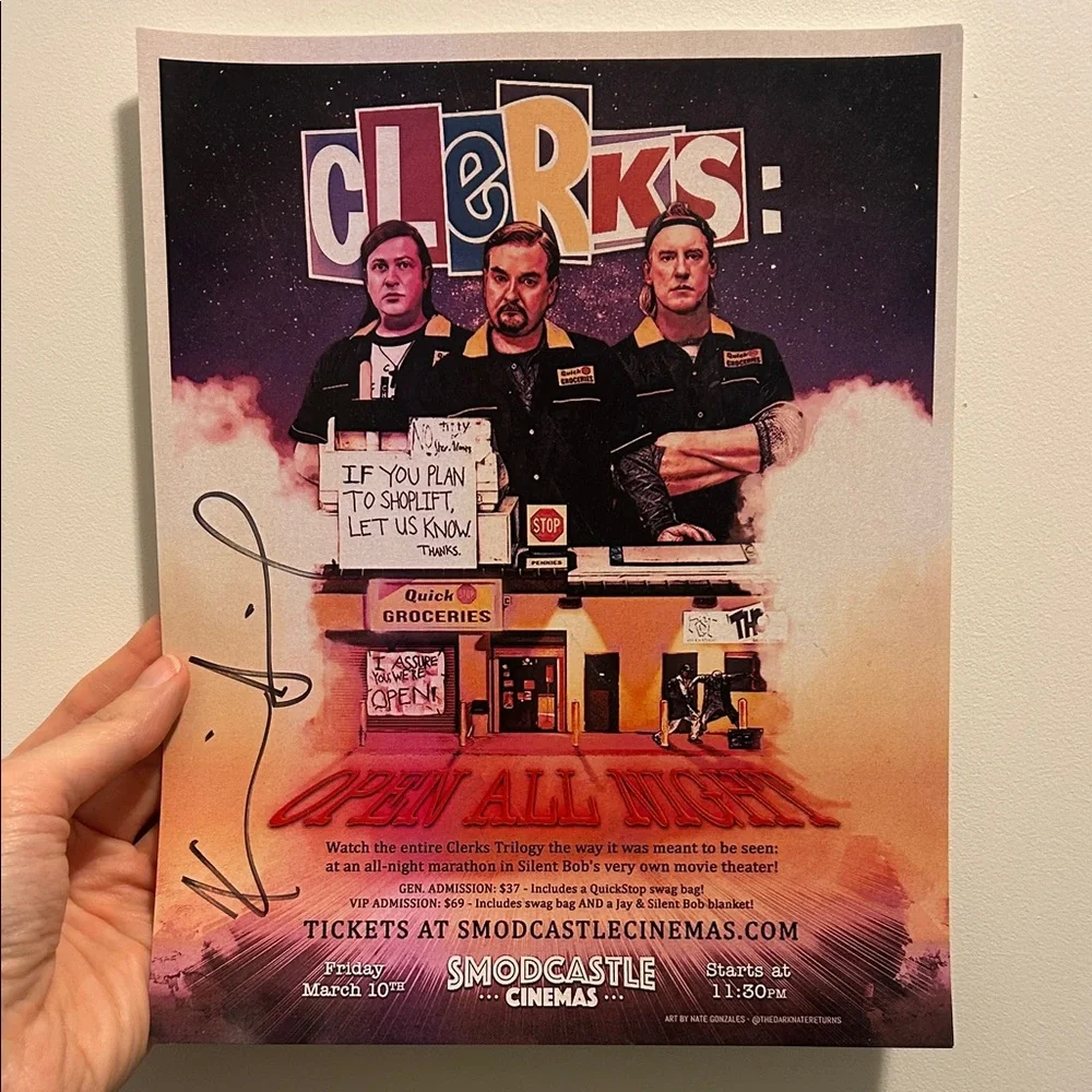 “Clerks: Open All Night” Movie Marathon Event Poster with Kevin Smith Autograph